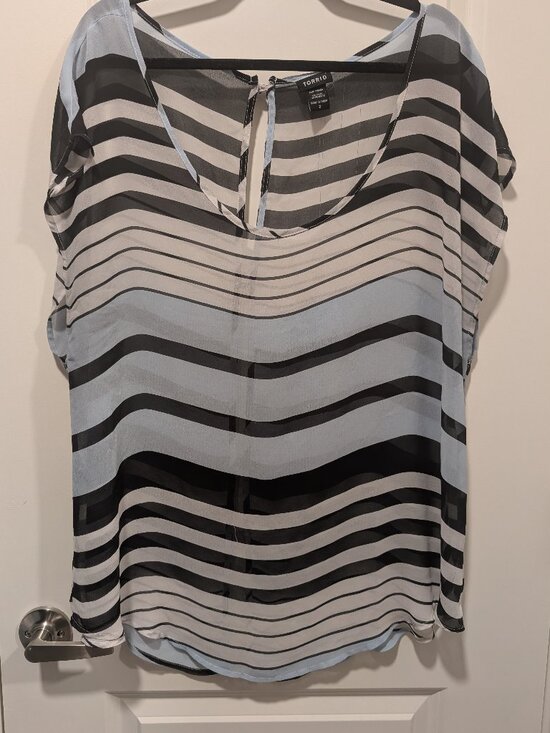 torrid Other - Torrid Shirt Womens 2X 18/20 Multicolor Striped Sheer Open Back Buttons Top